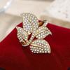Brilliant Unique Leaves Gold Color Ring for Women Dazzling Exquisite Trendy Finger Ring Modern Temperament Wedding Party Jewelry