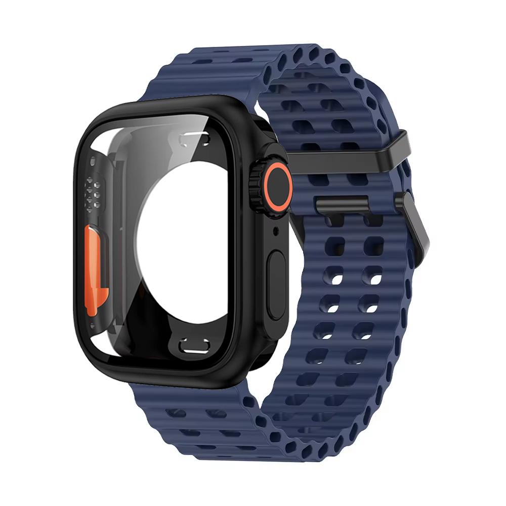 Ocean Silicone Strap+PC Case For Apple Watch Band  Series 11 10 46mm Metal Buckle Sports Bracelet Wristband iWatch 9 8 7 6 5 SE