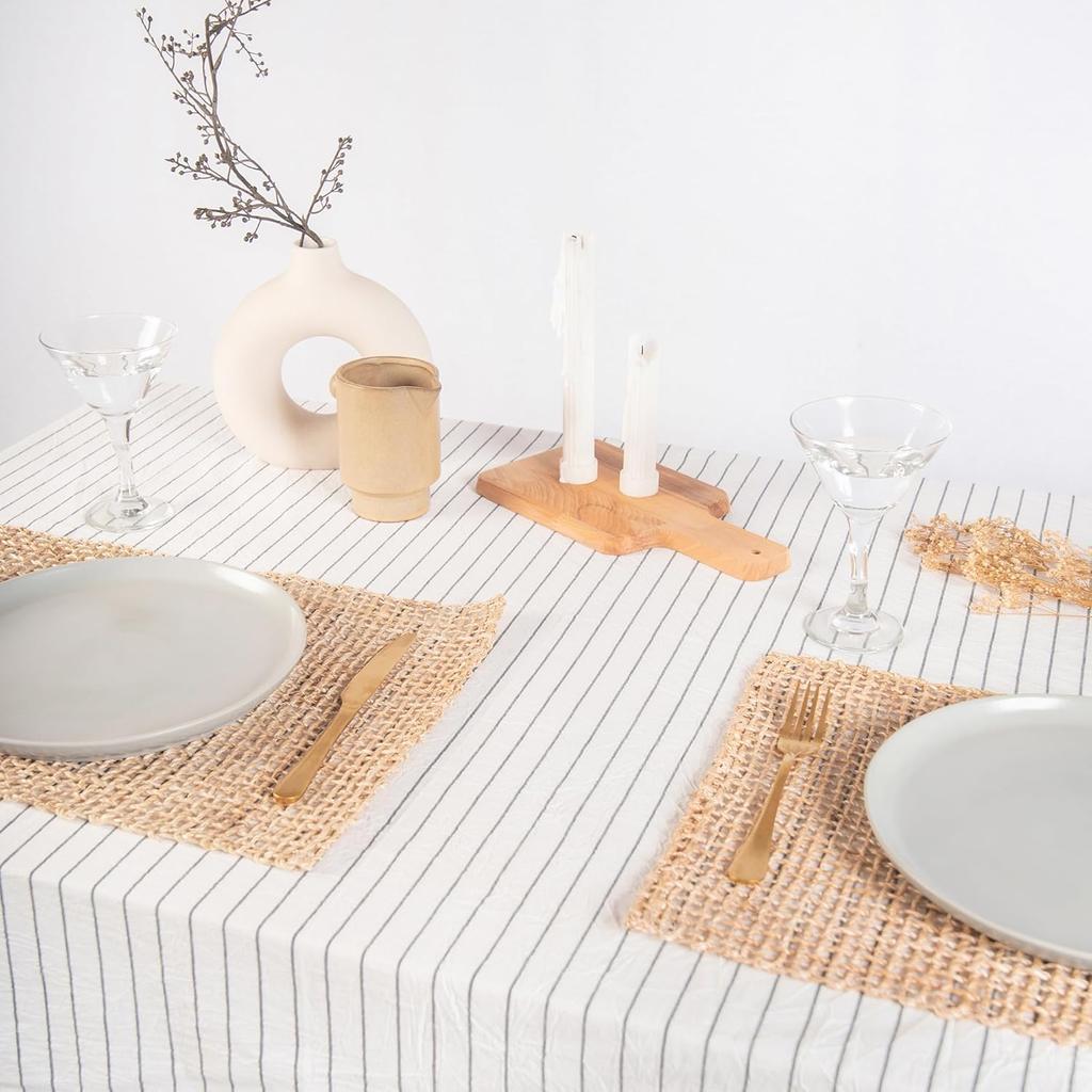 Natural Fabric Tablecloth,100% Pure Linen Solid Color Table Cover,For Kitchen Dining Room Party Holiday Tabletop Decoration