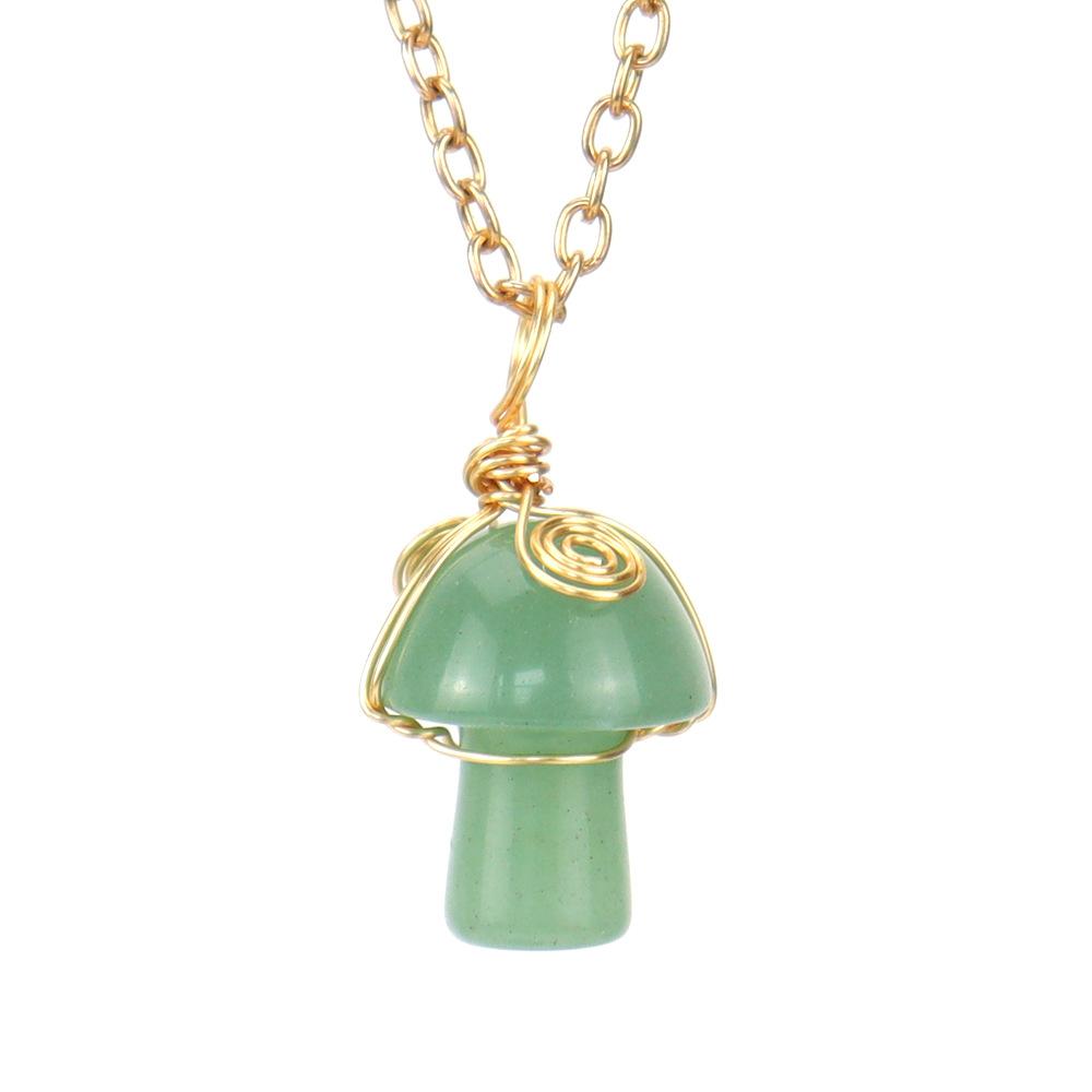 Hand-Woven Crystal Agate Small Mushroom Pendant Necklace Jewelry Diy Jewelry Accessories N584