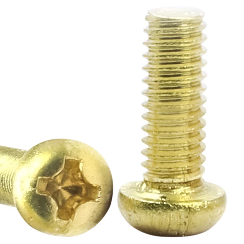 Pure Copper Pan Head Machine Screws - PM Cross Slot, Semicircular Head, Sizes M2.5-M8