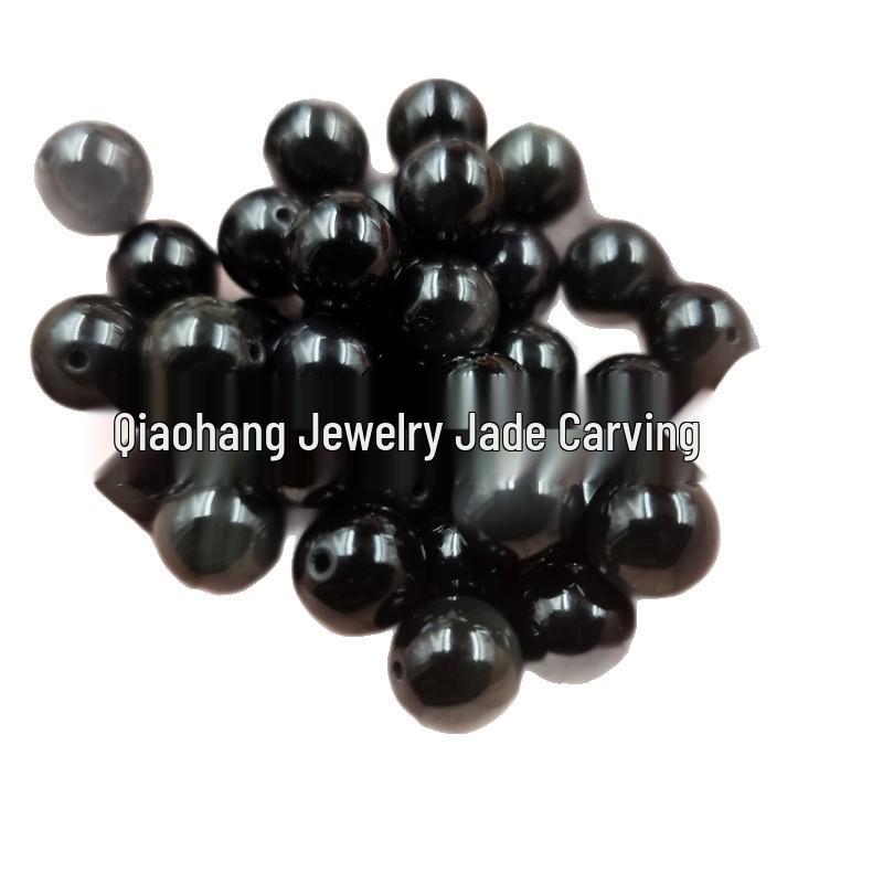 Silver Obsidian Gemstone Round Loose Beads for DIY Jewelry Making - Bracelet & Necklace Accessories