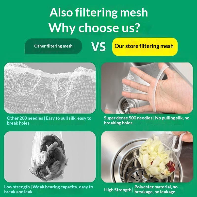 100 Pcs Kitchen Sink Anti Clog Drain Mesh Bags Upgraded Extra Thick Elastic Edge Dense Filter for Food Residue Home Use