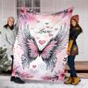 1pc Angel Wings Heart Love Outdoor Flannel Blanket , Machine Washable Perfect Gift for Birthday , Holiday Travel Accessory , Durable Material