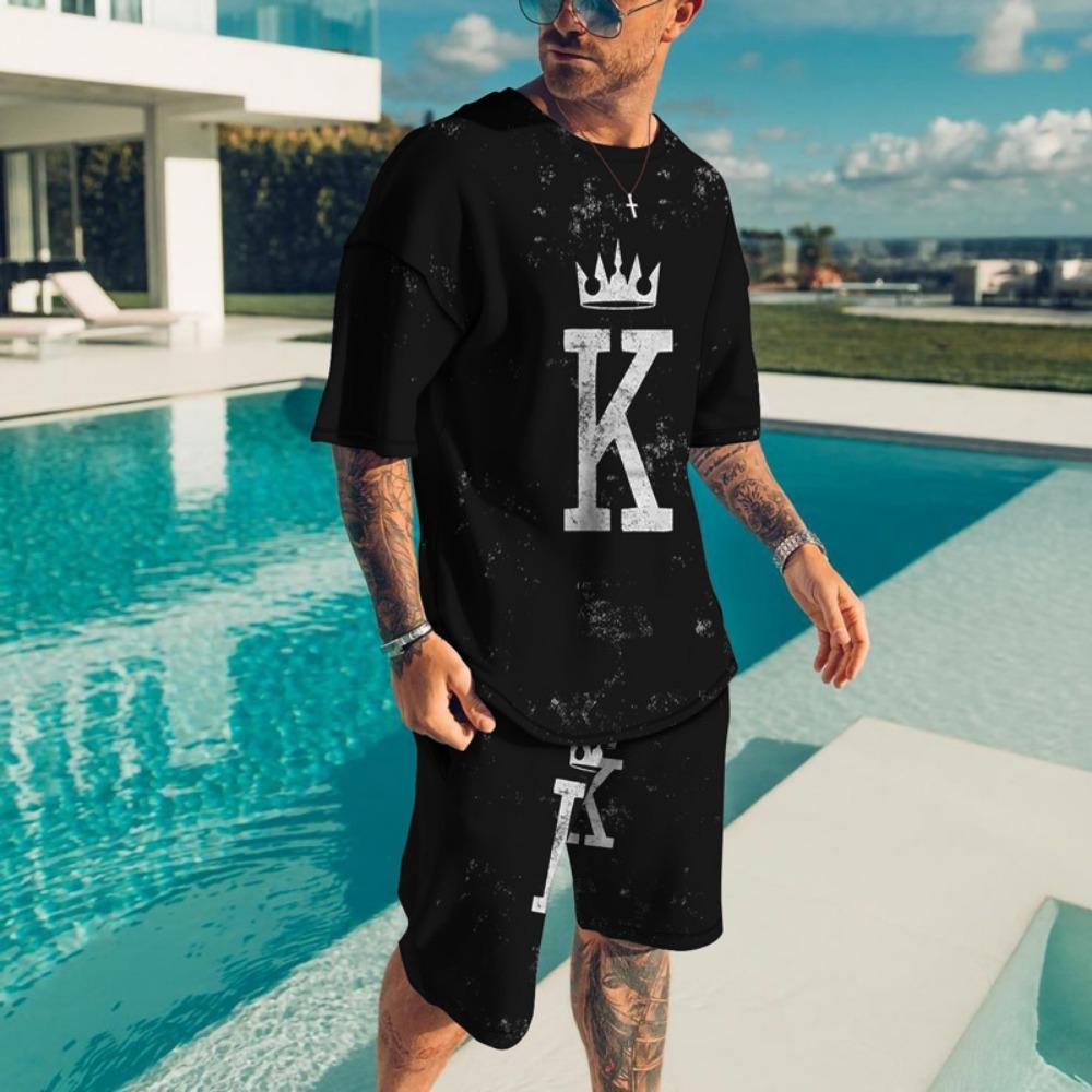 Summer Men's Tracksuit Oversized Clothes Two Pieces Set Vintage Casual Streetwear 3D Printed Beach Set Men Tshirt Shorts Outfits