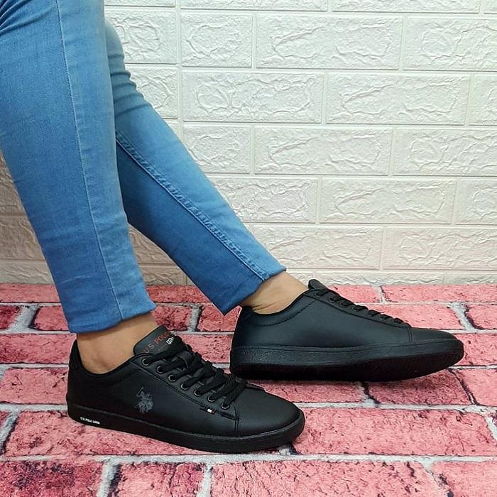 U.S.Polo Franco Black Flat Sole Sneaker Womens Mens Sneakers