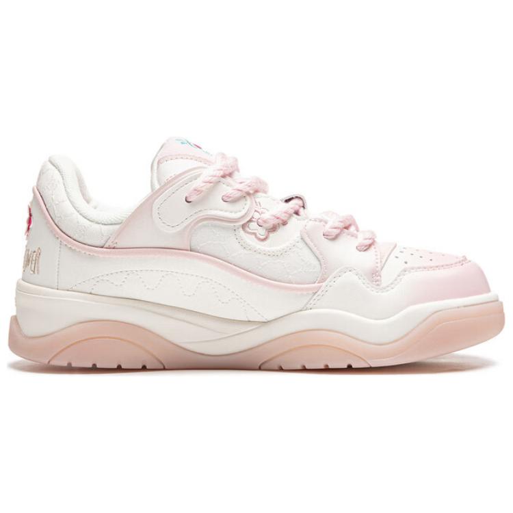Li Ning Tpu Synthetic Leather Journey 2.0 Comfortable Versatile Wear-Resistant Non-Slip Low-Top Skate Shoes Women Sneaker White Pink AGCU092-8