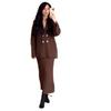 2025 Autumn Women's Knitted Sweater Cardigan and Midi Skirt Set - European & American Fashion