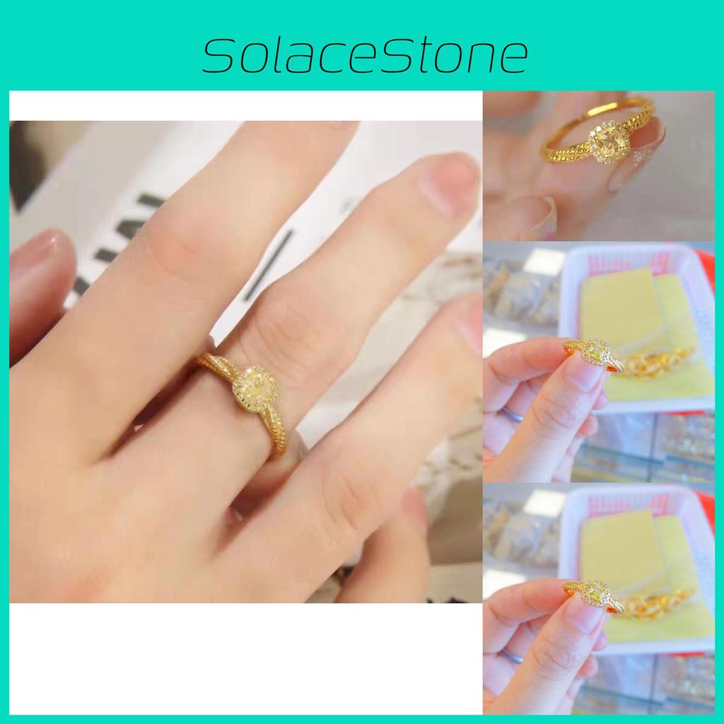 Beautifully Crafted Square Sugar Yellow Crystal Ring For Women Modern Gold Plated Fashion