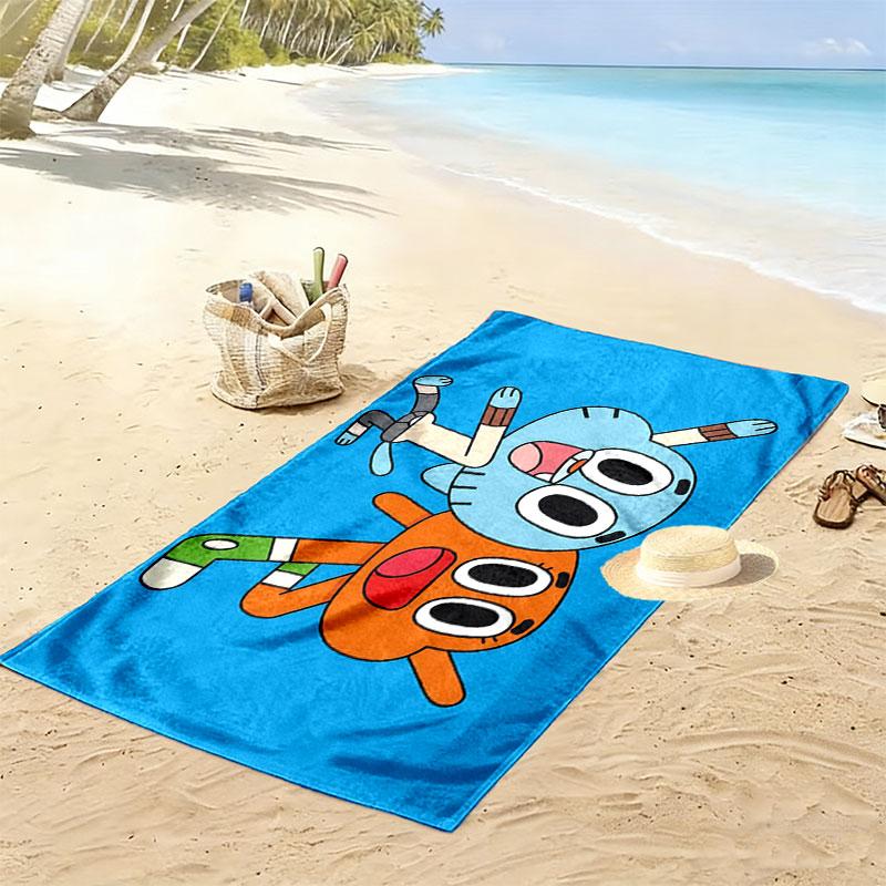 The Amazing World of Gumball Cartoon Art Print Beach Towel, Large Soft Quick Dry Towel for Beach Camping Swimming