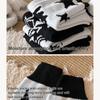 Reversible Knitted Long Tube Leg Warmers with Cute Cats Pattern for Women Punk Grunge Flared Boot Covers Footless Socks