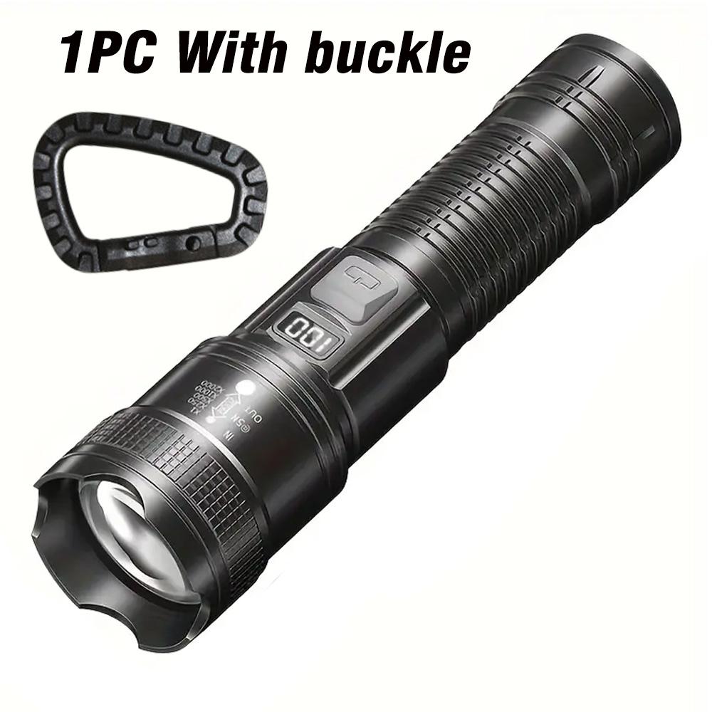 Bright LED Flashlight, USB Rechargeable Tactical Torch, Long Range Zoomable Waterproof Lamp for Camping Hiking Fishing Hunting