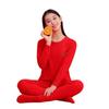 Youth Zodiac Year Red Thermal Underwear Set - Double-Sided Brushed Cotton for Boys and Girls