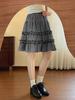 Korean Academy Style Plaid Lace Patchwork Midi Skirt - Spring/Summer New Arrival