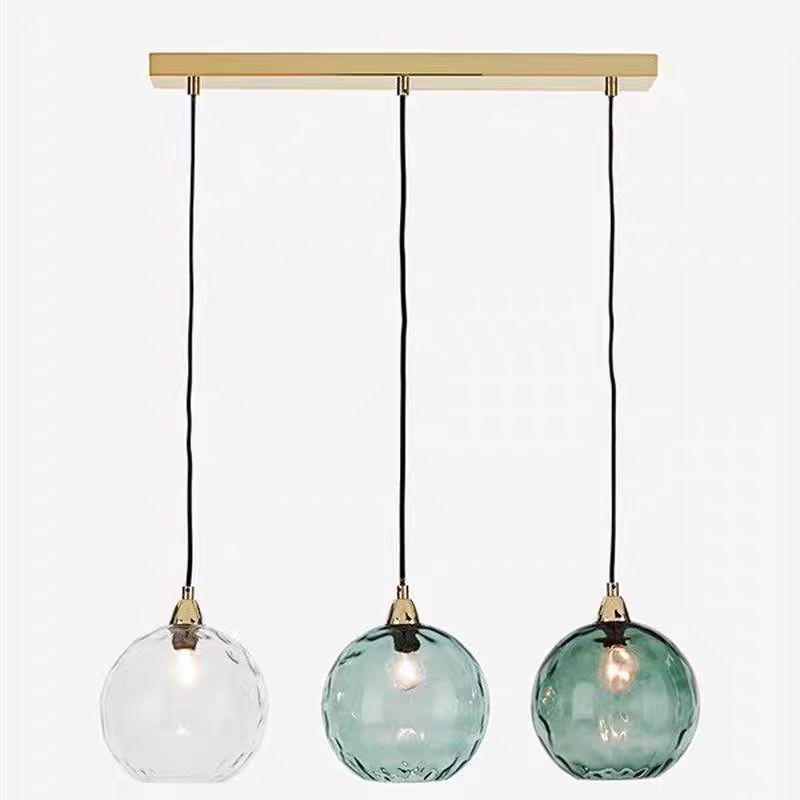 Nordic Minimalist Ripple Glass Pendant Light - Round Ball Design for Bedroom or Restaurant