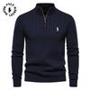 Ralph Lauren Embroidered Stand Up Collar Cotton Men's Sweater Casual Half Zipper Solid Color Pullover High-quality Men's Knitted Sweater