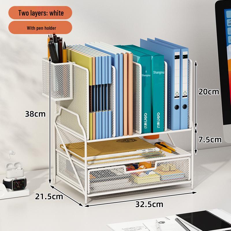 Multi-Layer Desktop Bookshelf Organizer: Large Capacity File and Paper Storage Rack
