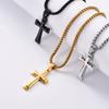 Vintage Stainless Steel Cross Pendant Necklace Punk Fashion Biker Men's Chain Necklace Jewelry Gift