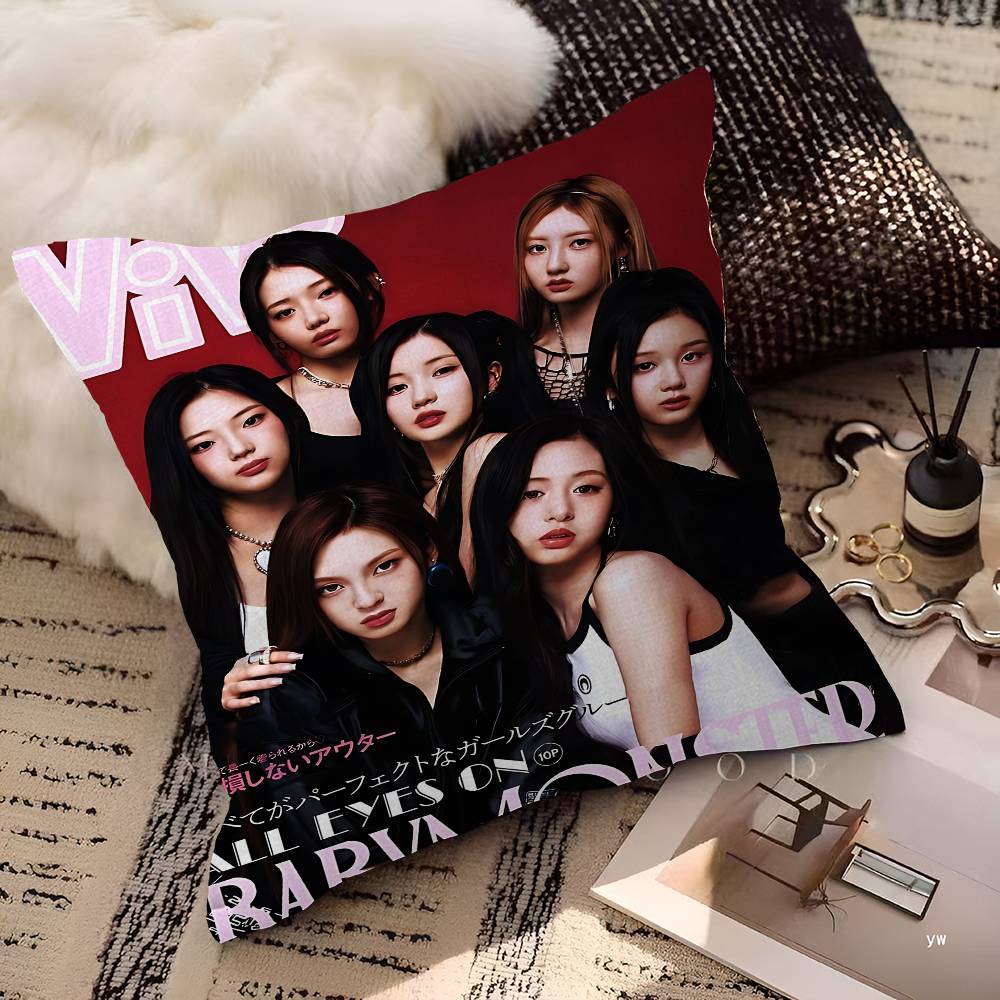 Kpop B-Babymonster Anime Cushion Cover Inches Farmhouse Decor Home Throw Pillow Covers For Couch Decorations