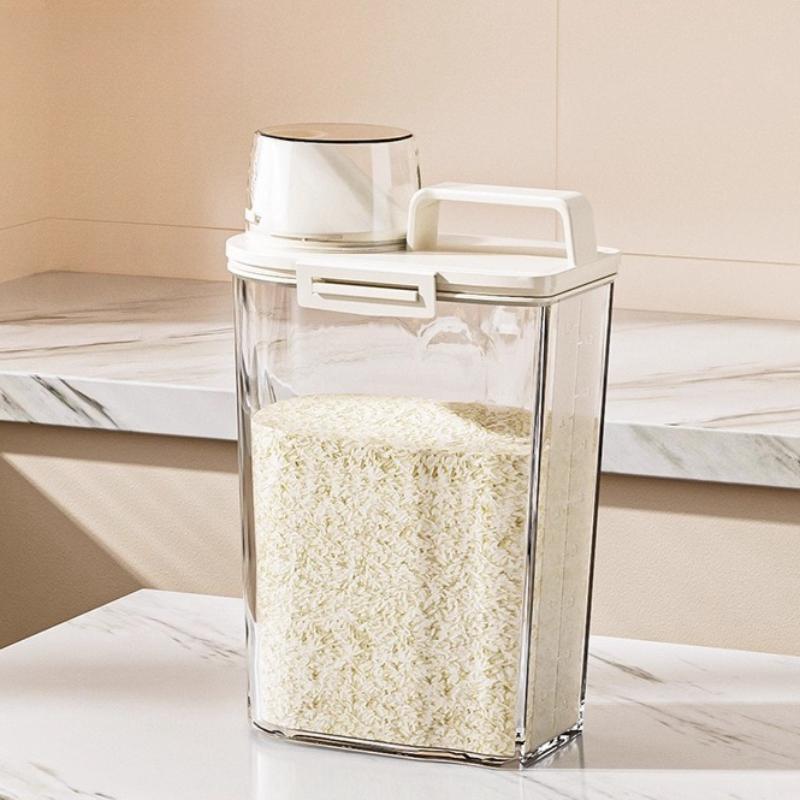 Feuchtigkeitsdichter Vorratsbehälter für Getreide, Tierfutter, Snacks, Transparenter, versiegelter Lebensmittelvorratsbehälter, Küchenorganisator für trockene Lebensmittel
