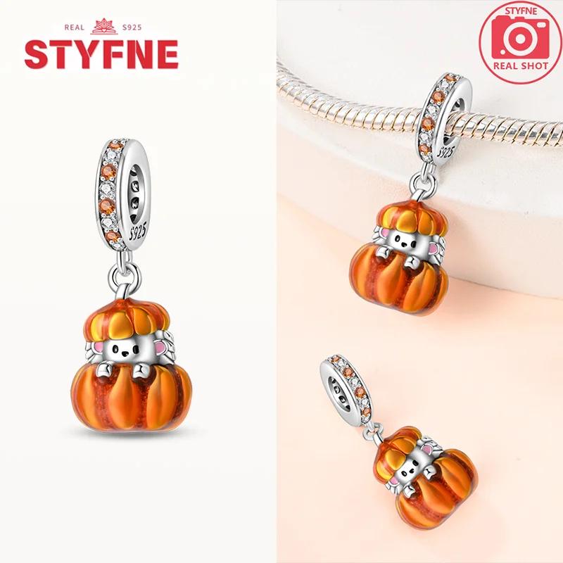 New Charm Copperorange Harvest Charms Pumpkin Heart Beads For Diy Original Bracelet For Women Fine Jewelry Making Gift