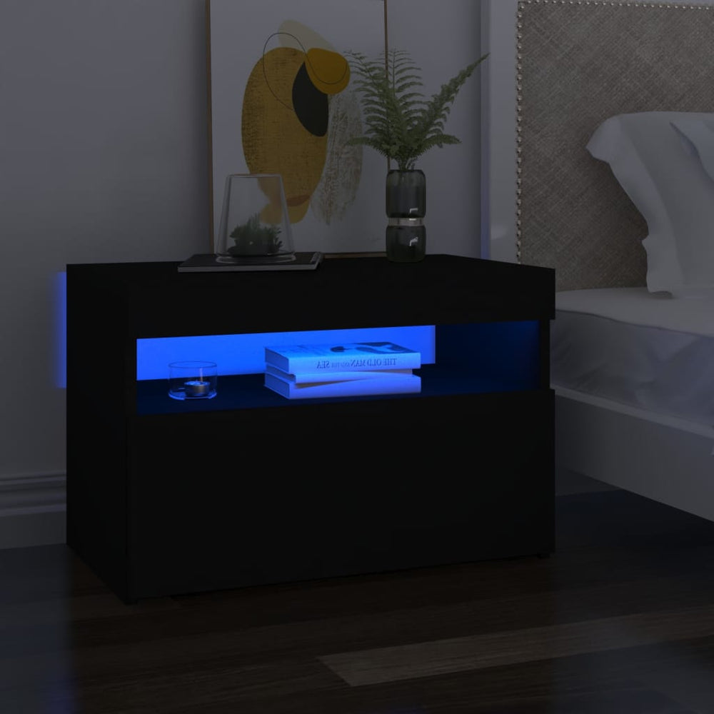 Table de chevet avec lumières LED  60x35x40 cm