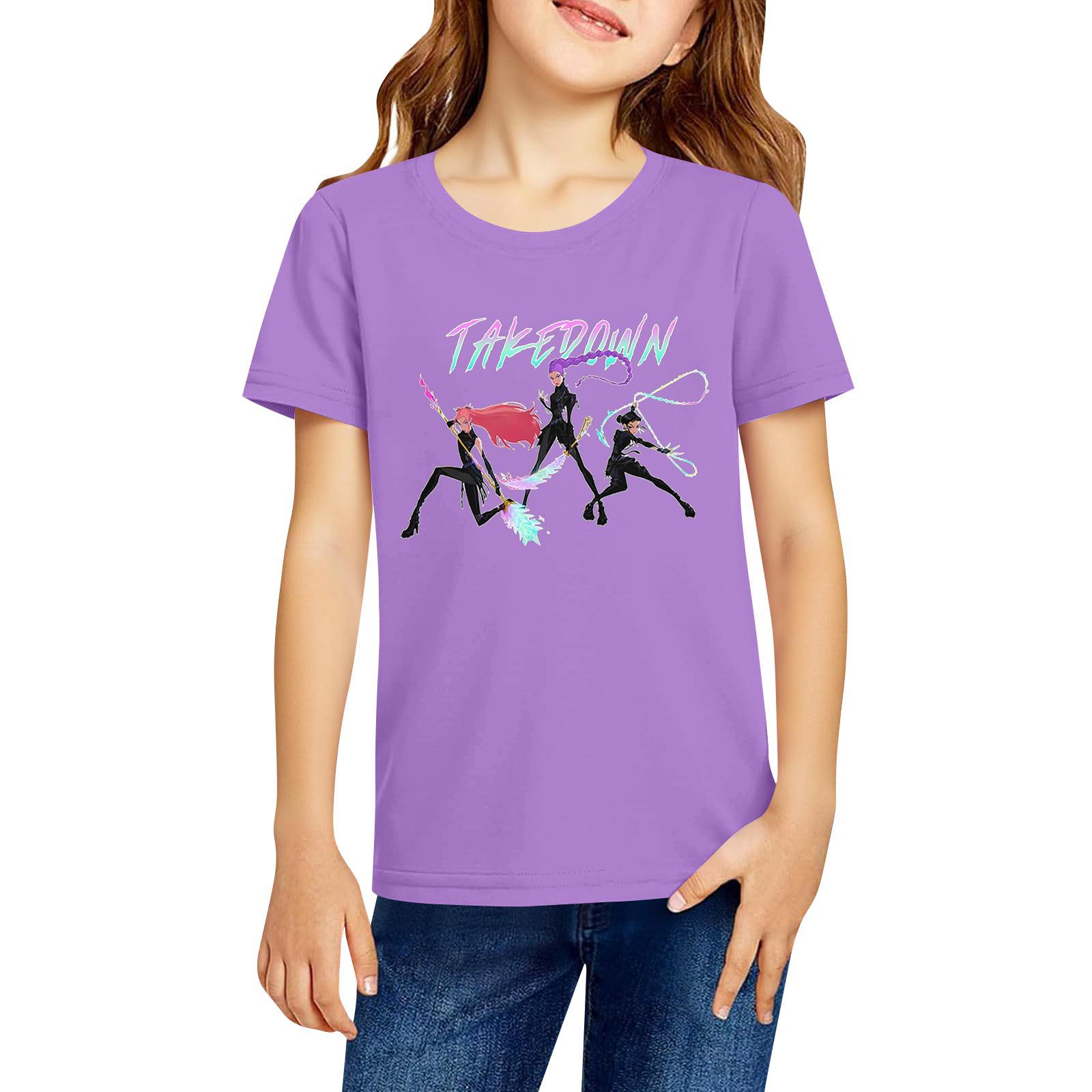 

Модная рабочая одежда с короткими рукавами и круглым вырезом, топы с принтом для детских летних топов 130