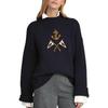 Ralph Lauren Crest Logo Embroidered Long Sleeve Pullover Knit Sweater Women 211762022-001