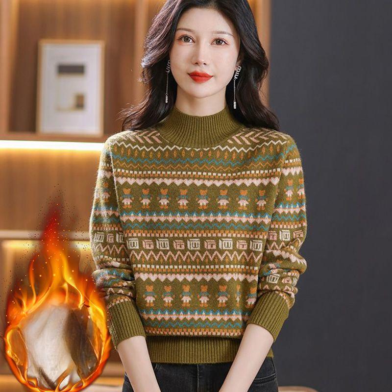 Pulover cu gât înalt model, Pulover casual cu mâneci lungi pentru toamnă și iarnă, Îmbrăcăminte pentru femei