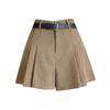 Women's High-Waist Pleated Wide-Leg Shorts for Autumn/Winter - Stylish A-Line Design