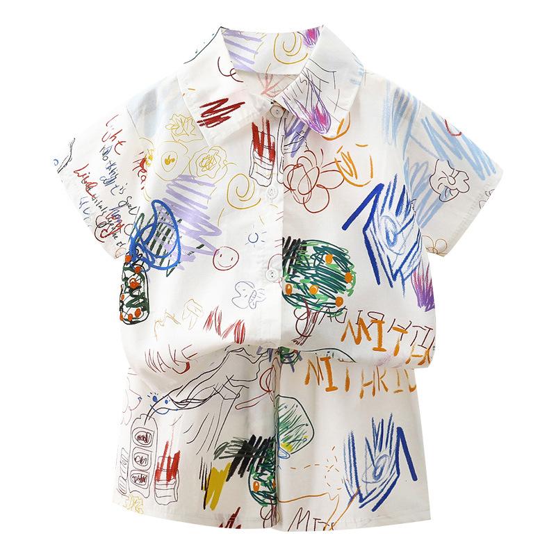 Children's Summer Suit Boys' Summer Suit Baby's Short Sleeved Shorts T-shirt Loose Shirt Trendy Children's Clothing