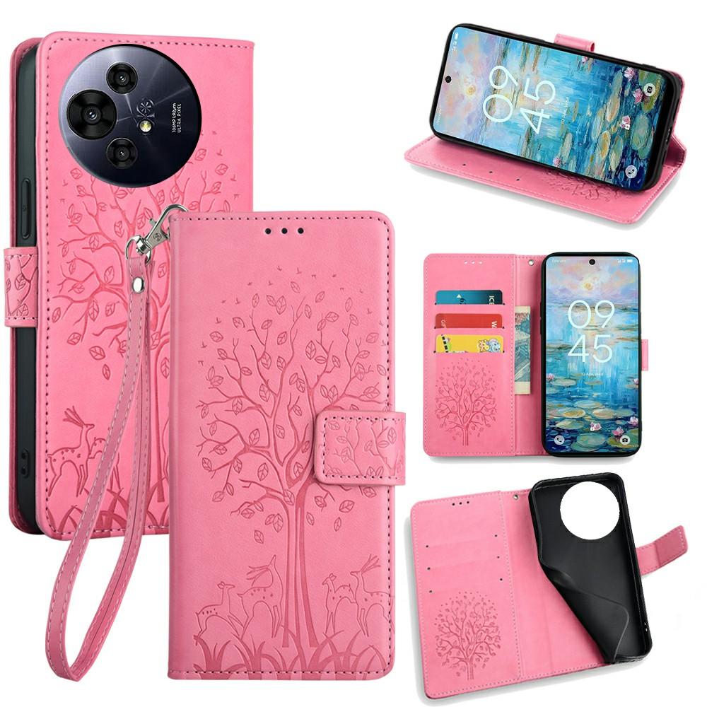 For TCL 50 Pro NxtPaper 5G/50 NxtPaper 5G Case PU Leather Wallet Phone Cover Tree Deer Imprinted