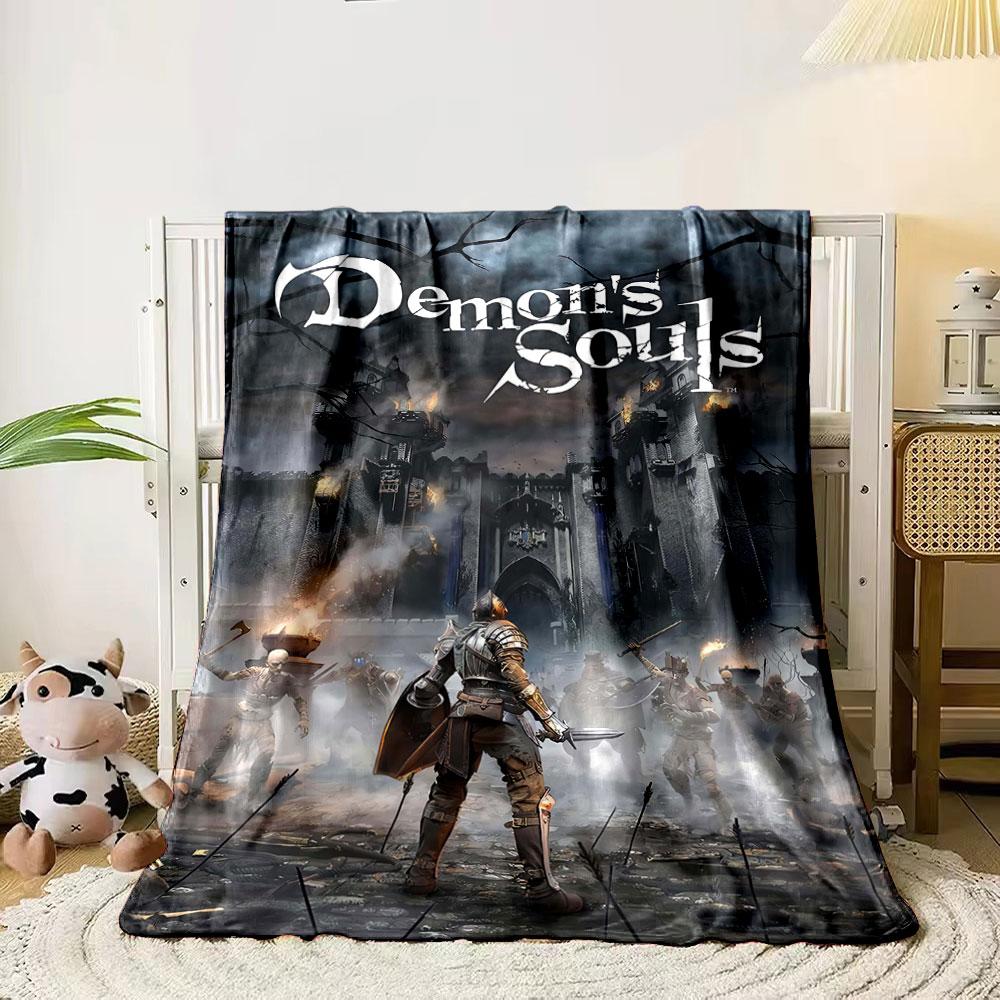 A knight faces undead warriors in front of a burning, ominous castle. for all seasons blanket lunch break throw gift 80cm x 120cm
