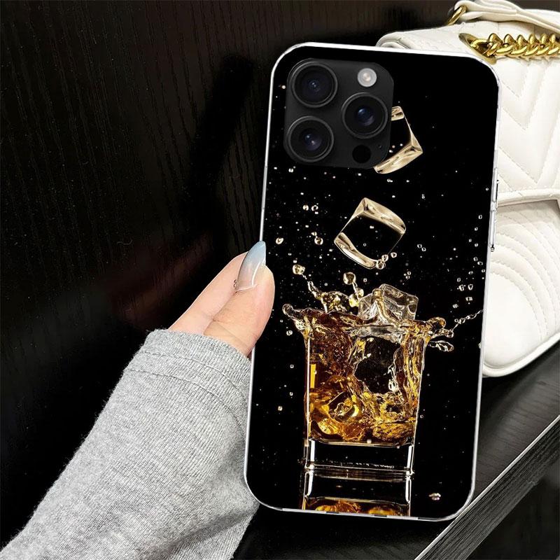 Cigar Whiskey Ice Drink Case for iPhone 17 Air 16 16E 15 14 11 Pro Max Soft Phone Cover 12 13 Mini 7 SE 2020 8 Silicone Black Ca