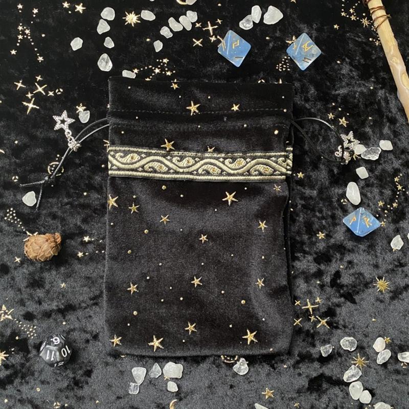 Velvet & Satin Drawstring Pouch for Ideal Size for Tarot & for Oracle Cards DND D&D Dungeons & Cards Accessories Jewelry
