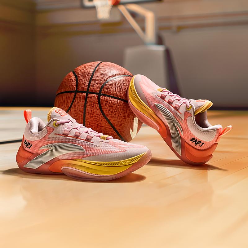 New Anta Slip Resistant And Abrasion Resistant Support Low Top Children's Basketball Shoes Pink Orange A12441103-5
