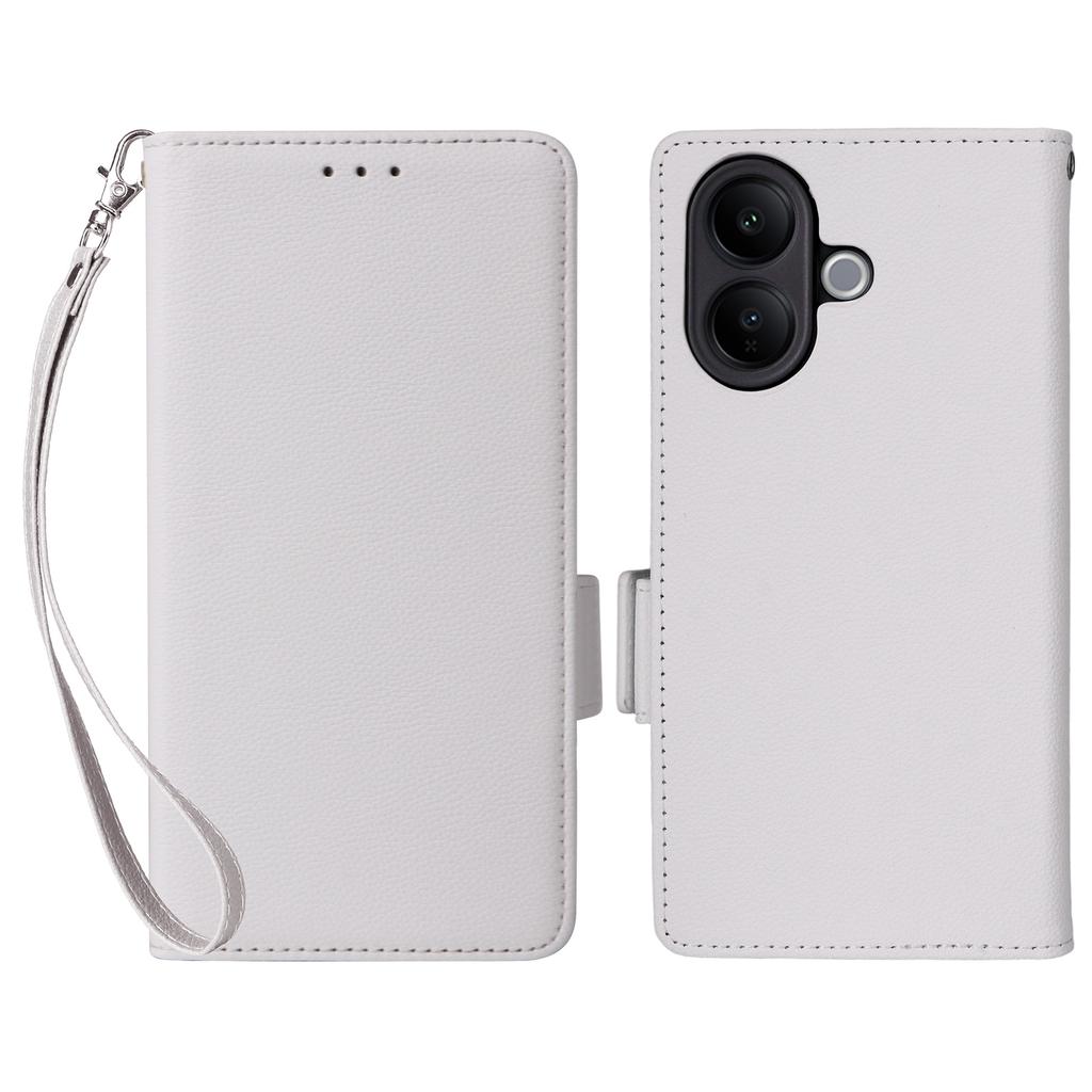 For Vivo V60 Lite 4G/5G Case Litchi Texture Wallet Leather Phone Cover with Wrist Strap