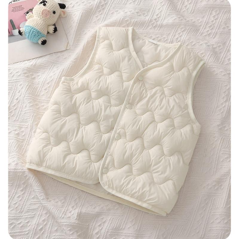 

Детский теплый жилет, зимний утепленный жилет для девочек и мальчиков, верхняя одежда, детские подростковые хлопковые однотонные куртки, жилет для детей от 1 до 6 лет 120(5T) белый