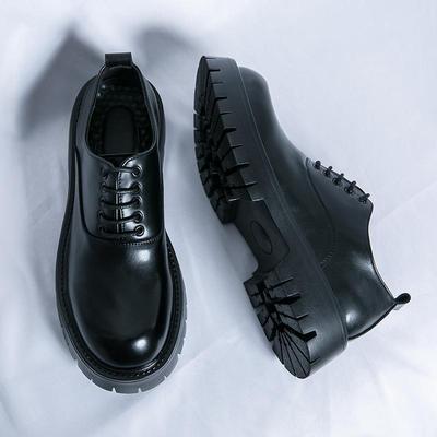 45 Patent Leather Big Head Leather Shoes Men's Spring and Autumn New British Style Retro Glossy Thick Sole Heightening Groom Leather Shoes