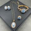 Natural Deep-sea Pearl Mapei Four-piece Set, Fashionable and Personalized Czech Diamond Light Luxury Style