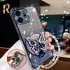 Glitter Butterfly Mirror Crystal Bracelet Case For OPPO Reno 14 13 12 11 10 Pro Plus Shockproof Plating Silicone Cover