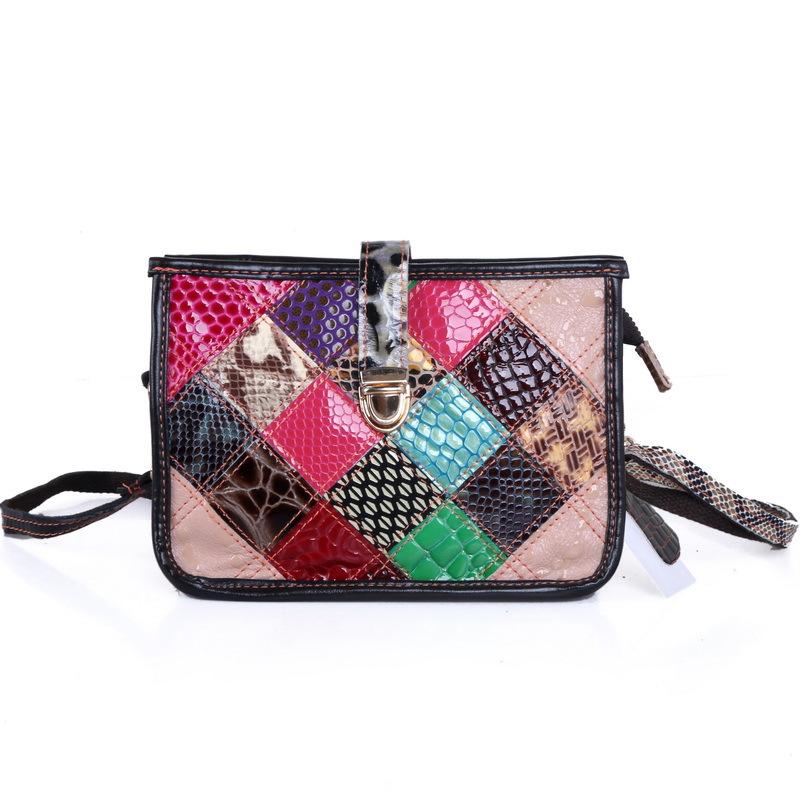 Bag Women S Bag Retro Color Matching Shoulder Messenger Bag Trendy Zipper Sheepskin Small Bag