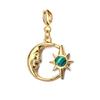 European Retro Sun and Moon Stainless Steel Pendant with Semi-Precious Stone Charm for Women.