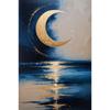 Fantasy Mondsichel Leinwandbild für Wohnzimmer Heimdekoration Mond am Sternenhimmel Poster Druck Abstrakte Wandkunst