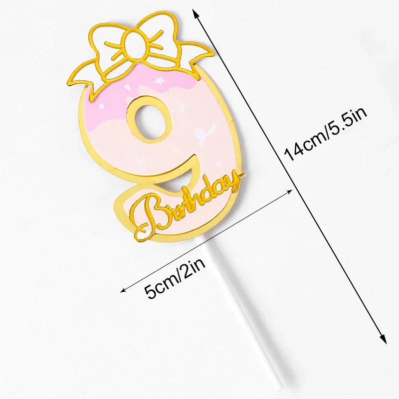 New Digital Decoration Happy Birthday Number Cake Insertion 0 1 2 3 4 5 6 7 8 9 Cake Topper Girls Boys Baby Party Supplies Decor