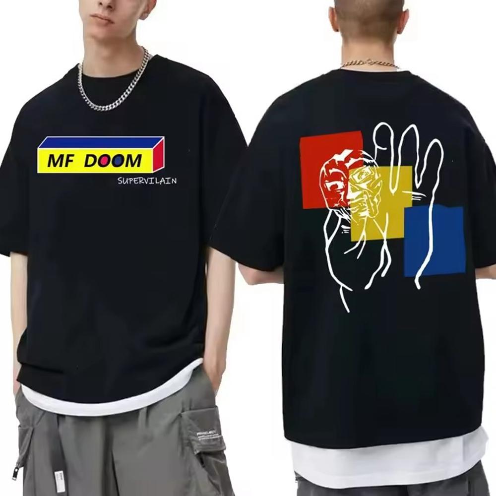 Damen T-Shirts Herren Kleidung Homme Bedrucktes T-Shirt Neu im Top Sänger Mf Doom Madlib Madvillain Zweiseitiges Grafik-T-Shirt