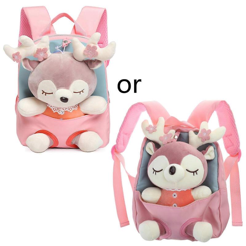 Cute Deer Student School Backpack Girl Cartoon Mini Schoolbag Kindergarten for Doll Bag Toy Children Travel Bookbag Gift  watermelon red
