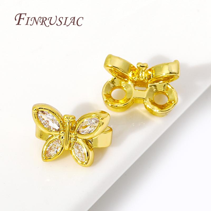 10MM Rhodium/Gold Plated Shiny Zircon Butterfly Spacer Bars 2 Holes Separators For Strand Beads Jewelry Making DIY Accessories