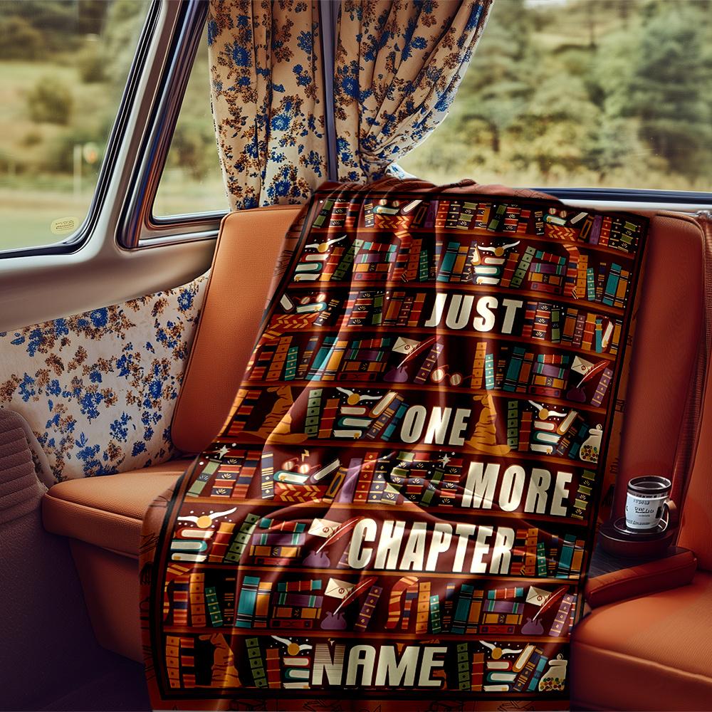 Bookshelf Adventure Just One More Chapter Blanketcustomizable With Your Namecomfortable And Stylish Perfect For Travel Beds Chairs Offices Sofas