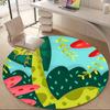 1PC Dino Plants Office Round Area Rug, Indoor Mat Suitable ForOffice, Under Office Chairs Bedroom Living Room Home Decor, Room Deco, D016
